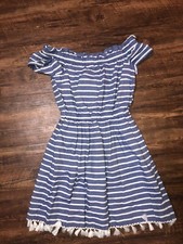 Eliza J Striped Tassel Off Shoulder Dress Size 0P Womens Summer