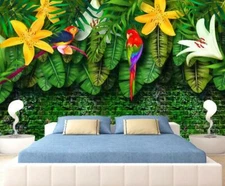 3D Yellow Lily Parrot 36066NA Wallpaper Wall Murals Removable Wallpaper Fay
