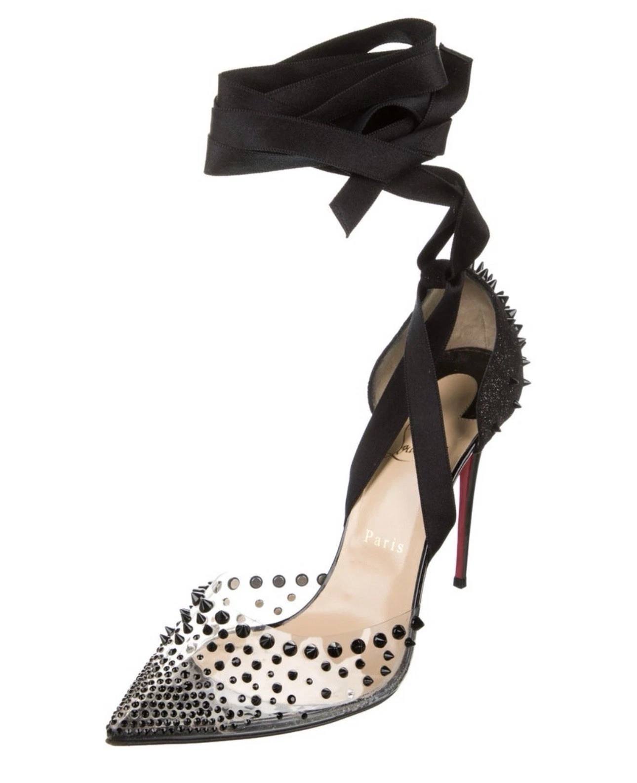 Christian Louboutin — Christian Louboutin PVC Clear Spikes Crystal Pumps Heels Lace Up 41.5 EU