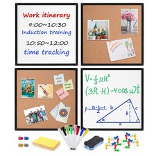 Combination Cork  Magnetic Dry Erase Board 4 Pack 12x12 Square Tiles K KYSHOP