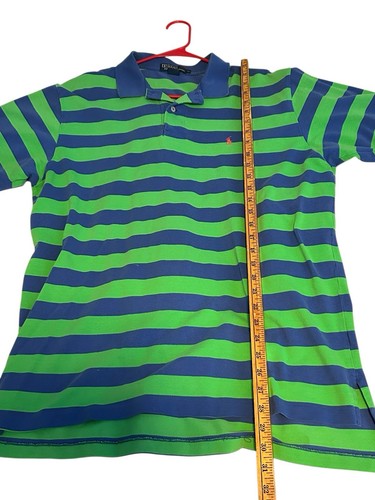 Vintage Polo By Ralph Lauren Mens XL USA Made Striped Green & Blue W/Red Pony - Picture 3 of 6