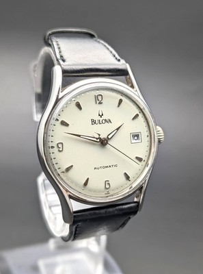 BULOVA Classic Automatic BVC301 46091 21 Jewels Date Ivory Dial Men's Watch 36mm