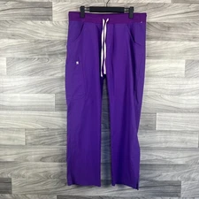 Figs Cargo Scrub Pants Women's Medium Purple Straight Leg Drawstring Waist Work