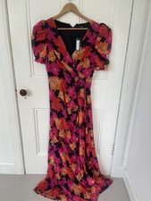 Boohoo Ladies Pink Red Floral Maxi Dress Size 10