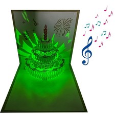 3D Pop Up Birthday Cards LED Light Cake Music Happy Card Postcard Greeting Cards