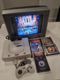 Sega Saturn Console White Restored with 4 Shmups Games & 2 controllers Japanese