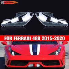 Pair Car Headlight Lens Cover Shell Clear Lampshade For Ferrari 488 2015-2020