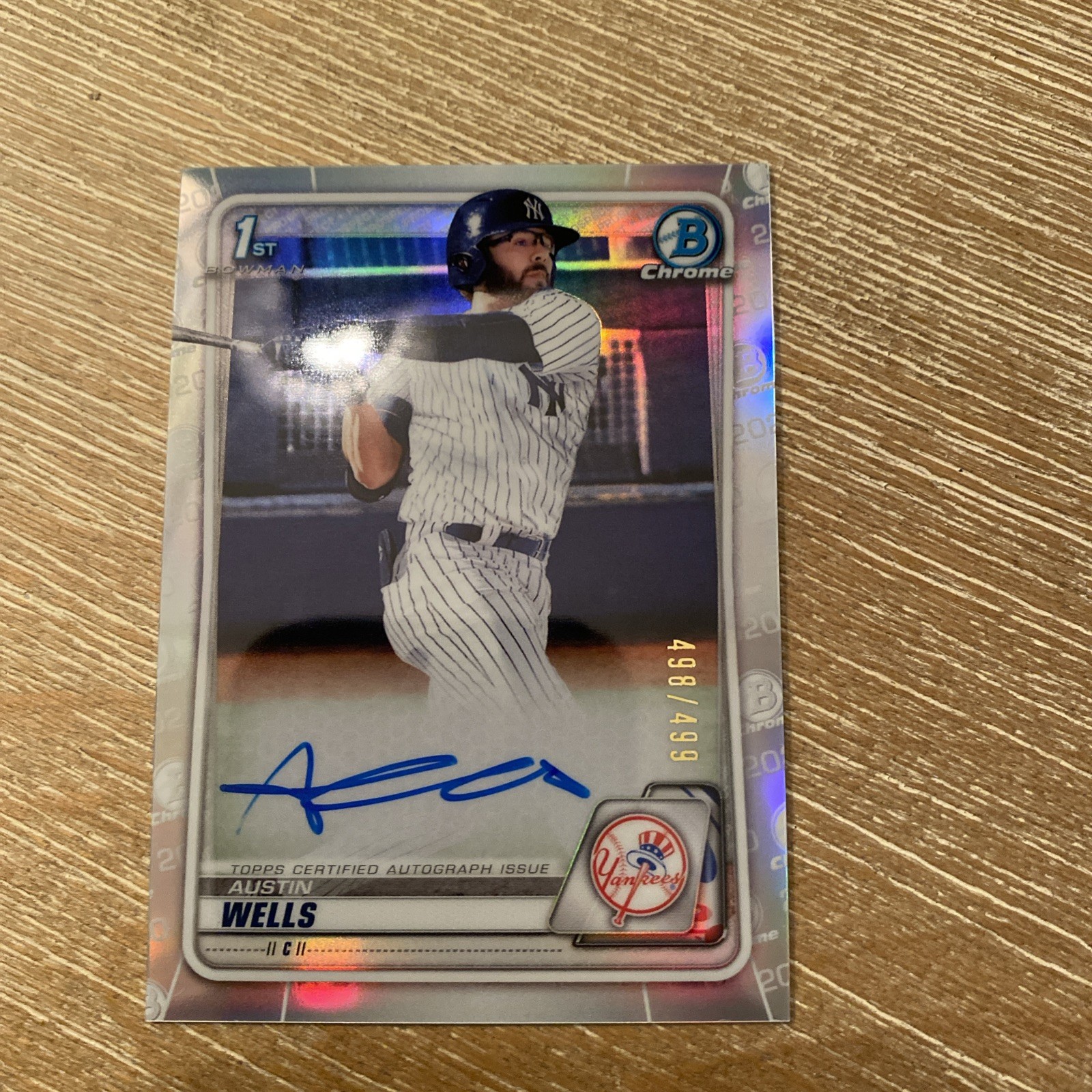 2020 Bowman Draft Chrome 1st Autographs Austin Wells #CDA-AWE Refractor /499 