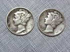 Rare Mercury Dimes (Lot Of 2):  1943 P, 1943 D.