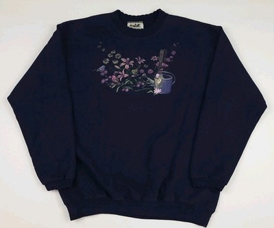 Vintage 90s Northern Reflections Garden Flowers Art Print Sweatshirt Vtg USA 