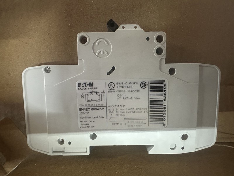 1PC EATON CUTLER HAMMER FAZ-C5/1-NA-DC-SP Miniature Circuit Breakers, 5A, 1