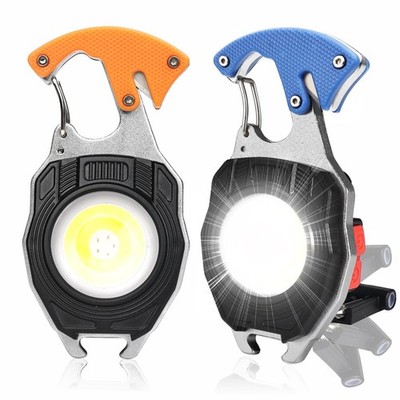 COB Keychain Work Light Flashlight - Rechargeable Multitool Camping Fire Star...
