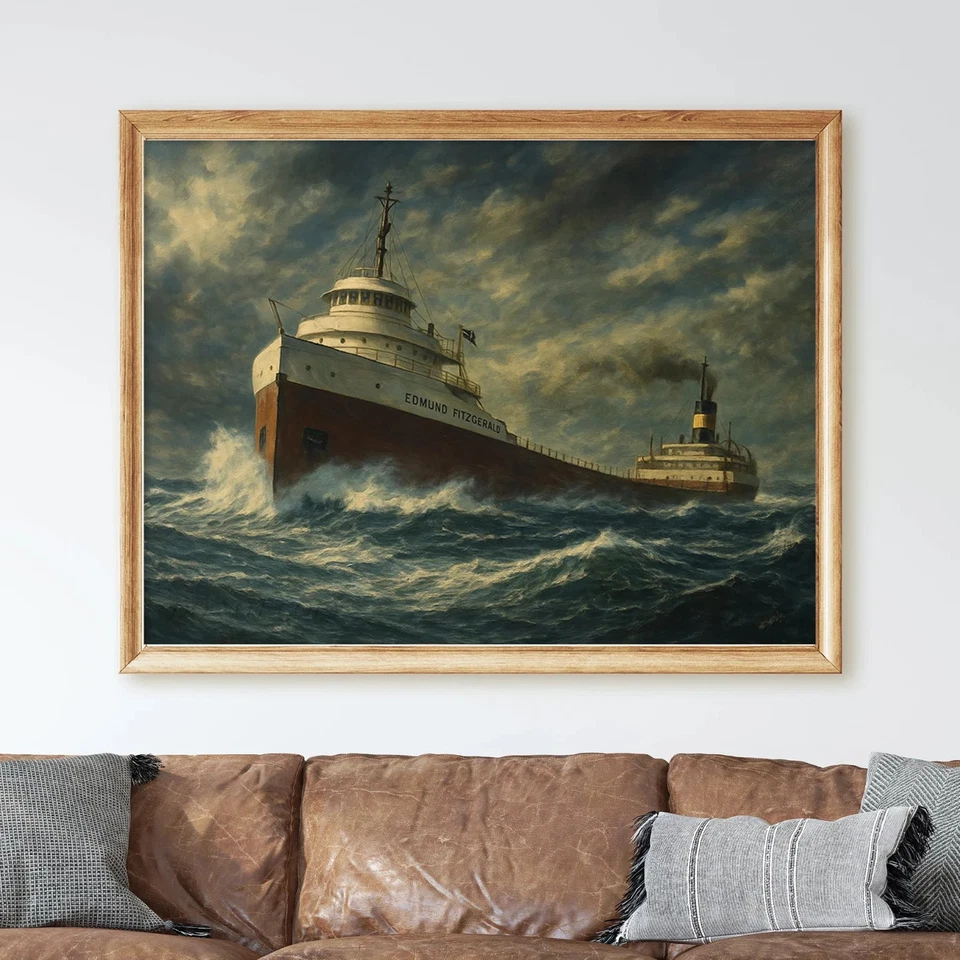 Pintura de carguero de los Grandes Lagos Edmund Fitzgerald arte de pared impresión de póster Foto 2 de 4