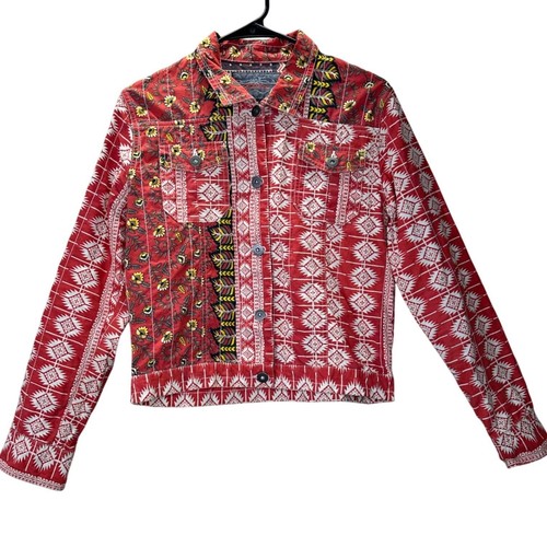 Gramicci, Gramicci Red Patchwork Aztec Print Cotton Jacket Women's M Boho Mixed Pattern