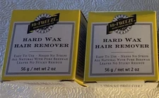 Lot Of 2 No-Tweeze Hard Wax Hair Remover Pure Beeswax  2 Oz Each - New