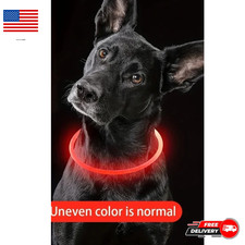 RECHARGEABLE LED Light-up Flash GLOW COLLAR Dog Pet Safety MICRO USB adjustable