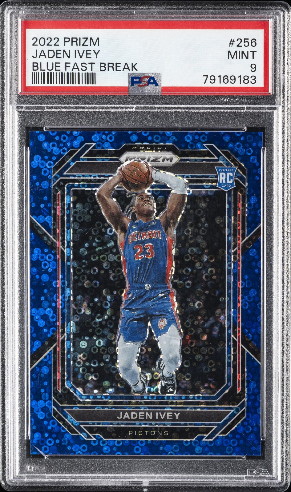 2022 PANINI PRIZM BLUE FAST BREAK #256 JADEN IVEY 119/150 PSA 9