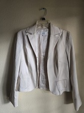 Vintage Neiman Marcus Exclusive Cropped Stretch Cotton Blazer - Sz 8 Cream Ivory