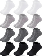 12 Pairs Kids Socks Boys Girls Unisex Athletic Low Cut Half Cushion Ankle Socks