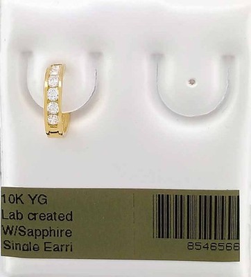 LAB CREATED WEISSER SAPHIR einzelner HUGGIE OHRRING 10K GELBGOLD - neu mit Etikett