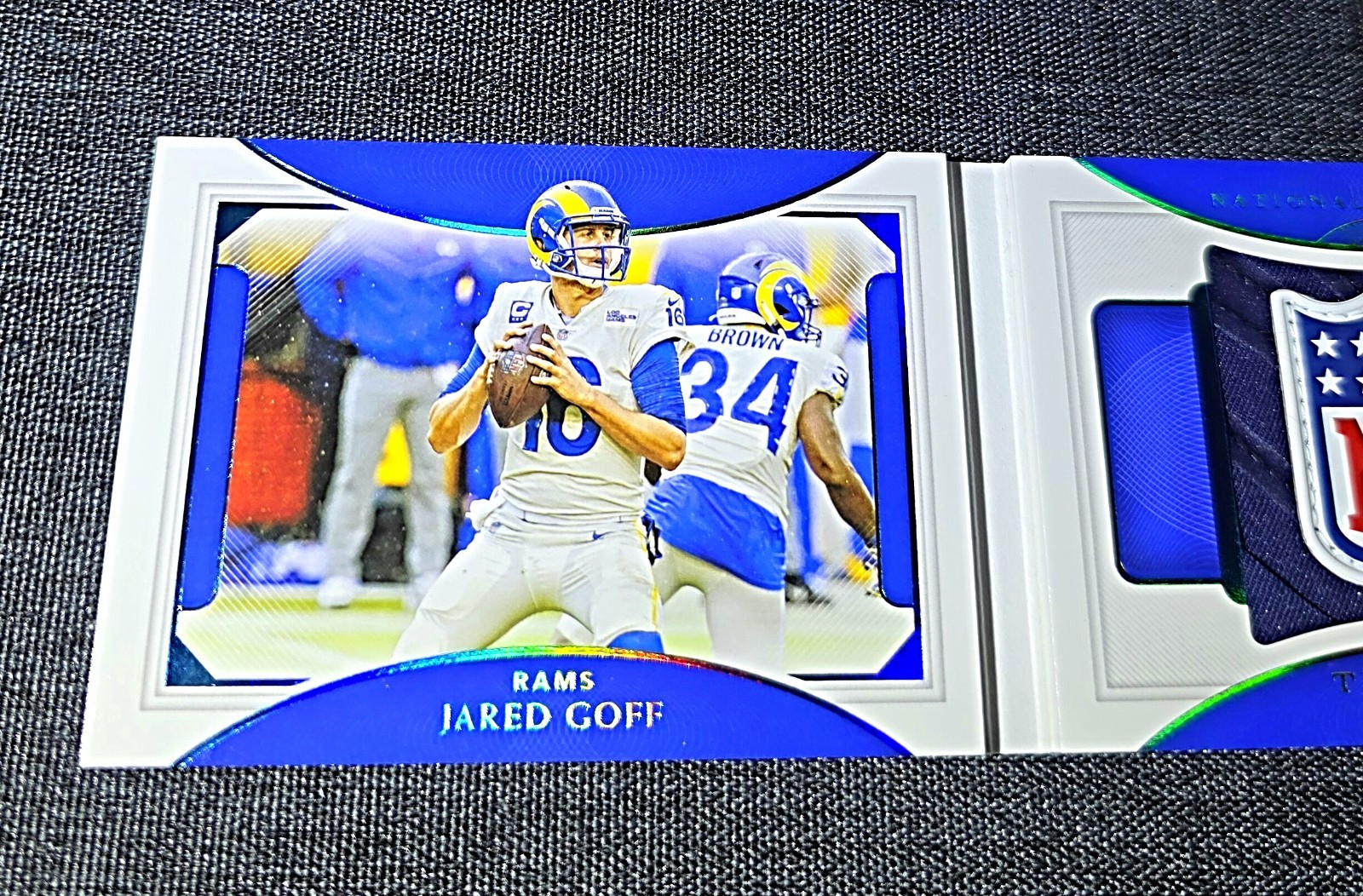 2020 National Treasures Jared Goff Platinum Used Shield 1/1 Booklet 🔥 Rams 🔥  view 2