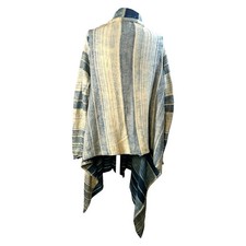 Polo Ralph Lauren Denim Print Striped Cotton Knit Cascading Sweater Cardigan M