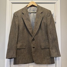 VTG Jos A Bank 100 Silk Harris Tweed Sports Coat Jacket Blazer 42S Academia USA