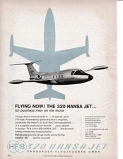 1965 HFB Hamburger-Flugzeugbau 320 Hansa Business Jet Aircraft Print-Ad
