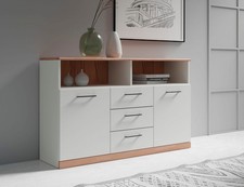 Sideboard HOME AFFAIR Ribe Kernbuche Teilmassiv  B.130cm Kommode weiß kernbuche