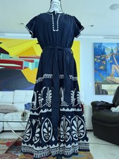 Ellie Tahari Embroidered Linen-blend Maxi Dress In Blue. Size Small NWOT