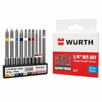 Würth Bit-Sortiment Bit Satz Lang 70 Mm 1/4 Zoll + GüRtelclip 10-Tlg. 0614250020