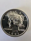 1 Ozt 999 Silver Peace Dollar High Relief Tribute Round Thick