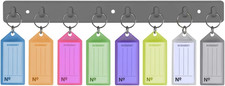 Key Tag Rack w/ 8 Keyring Tags Self-Adhesive Key Storage Rack  1 Pack  Assort