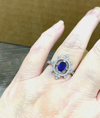 Ring Bomb Party 'Mirror Mirror' Lab Created Dark Blue Sapphire RBP3373 Size 9