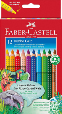 Faber-Castell Jumbo Grip Colored Pencils for Kids, 12-Count Set