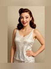 Vintage Womens Ivory Cream Camisole Y2K 90s Fairy Lace Romantic Travel