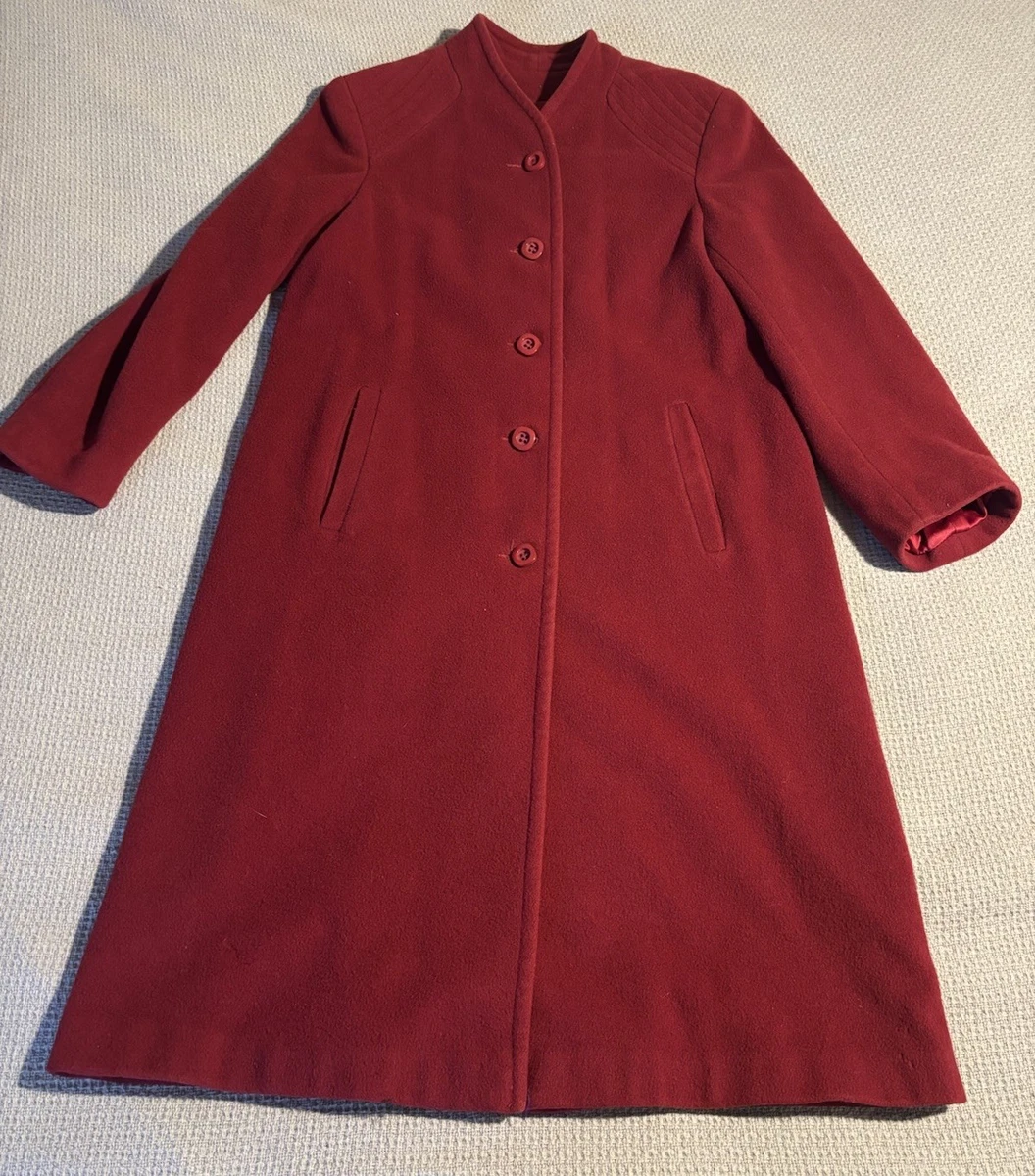Manteau D'hiver Rouge Forecaster Of Boston - Taille 12, Longueur Genou, Doublure Laine D'agneau - État Comme Neuf
