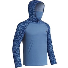 UPF 50 Fishing Hoodie Shirt with Mask for Men Long Sleeve Sun Protection Shi...