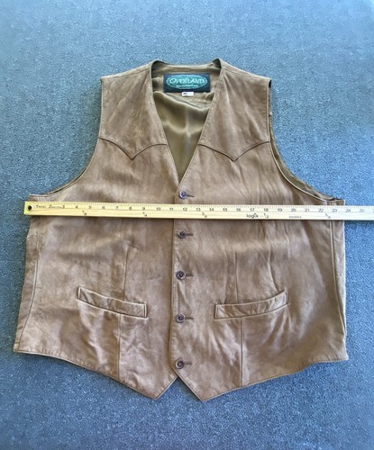 Overland Leather Vest Size 48 Brown Lined Button Cowboy Rodeo Western - Bild 7 von 16