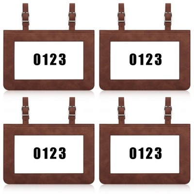 4 Pack Leather Number Holder Clip for Horse Saddle Cattle Pig Show Supplies