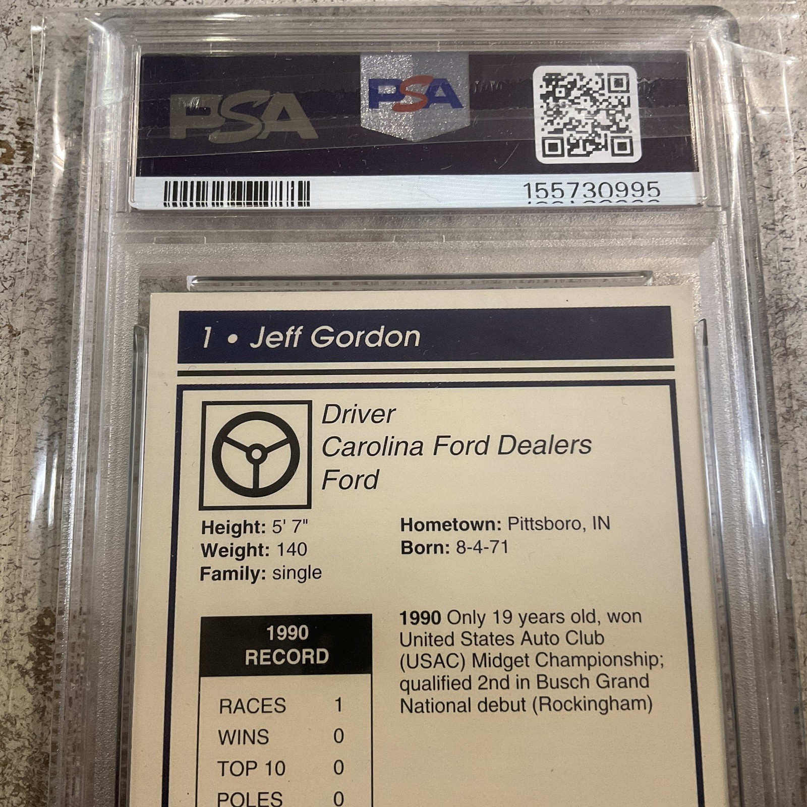 JEFF GORDON ROOKIE CARD-1991 TRAKS GRADED PSA EXCELLENT-MINT 6- CAROLINA FORD  view 8