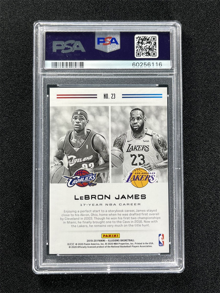 2019-20 Panini Illusions Basketball Lebron James #23 Career Lineage PSA 10 MT view 2