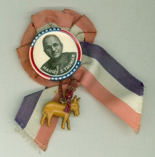 1948 Harry S. Truman Political Campaign Pinback Button w/ Ribbon