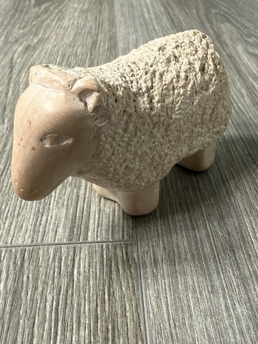 Vintage Soapstone Hand Carved Sheep Lamb Art Folk Art