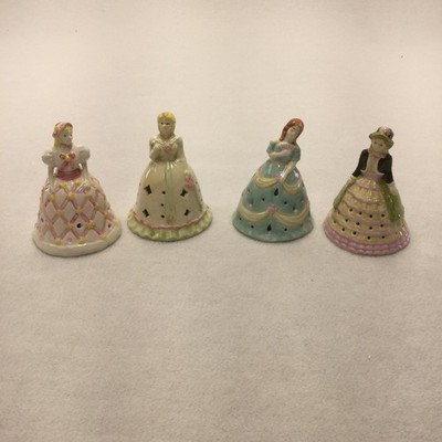 Collections Etc Victorian Lady Ceramic Bell Set 4 Hand Painted Princess