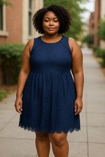 ELIZA J LACE NAVY Blue FIT & FLARE  DRESS  Size 18 W