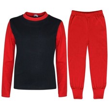 Kids Girls Plain Stylish Contrast Red Color Pyjamas Set Age 2-13 Years