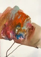 Abstract Mixed Media Painting on 11 X 15” Paper Contemporary