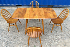Vintage Ercol Drop Leaf Dining Table & 4 Windsor Chairs Retro FREE GB DELIVERY🚚