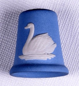 Wedgwood Swan Thimble Blue Jasperware